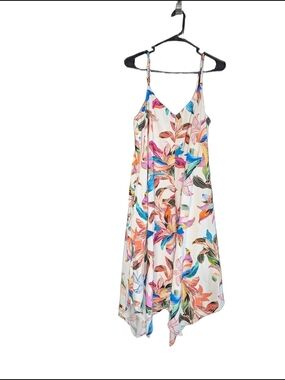 La Blanca Paradise City Scarf Hem Dress Swim Cover Up Vacation Floral Size Large